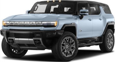 Front view of 2024 electric SUV with LED lights and rugged wheels
