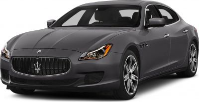 Grey luxury sedan with distinctive front grille and sleek headlights