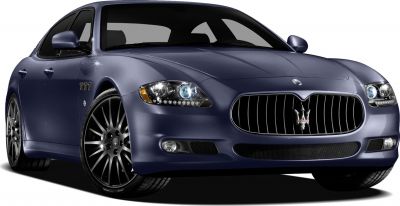 Sporty front grille and headlights of a luxury sedan.