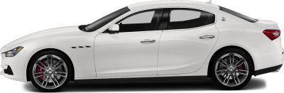 Luxury white sedan side profile with sports wheels and red brake calipers