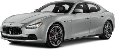 Luxury sedan front and side view with distinctive grille and alloy wheels