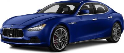 Front-side view of a luxury sedan with signature grille and alloy wheels