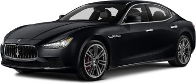 Luxury sedan front-side view with signature grille and sharp headlights