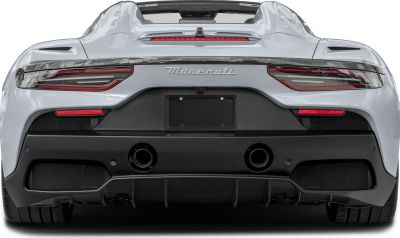 Rear view with sleek taillights, dual exhausts, and diffuser