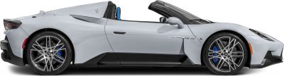 Side profile of open-top supercar with distinctive alloy wheels