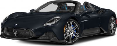 Prominent front air intakes and stylish multi-spoke wheels with blue brake calipers