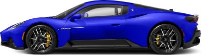 Side profile of sports car with black multi-spoke wheels and yellow brake calipers.