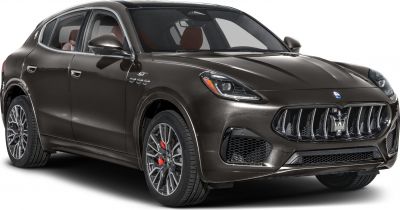 Front view of a luxury SUV with distinctive grille and LED headlights