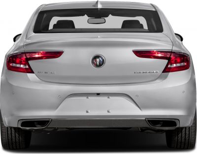 Rear view with distinct tail lights and dual exhausts