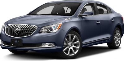 Front-side view of a sedan with chrome grille and alloy wheels