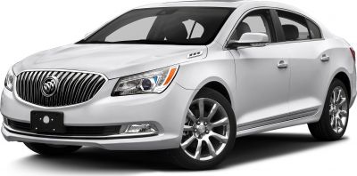 Front angled view featuring vertical chrome grille and headlights