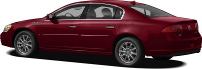 Side profile of sedan with chrome alloy wheels and triple side vents