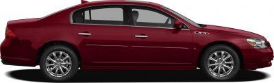 Side profile of a sedan with chrome alloy wheels