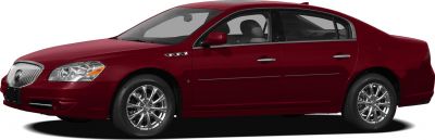 Side profile of a sedan with chrome wheels