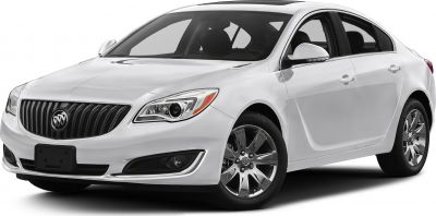 Front and side view of white sedan with distinctive grille and alloy wheels