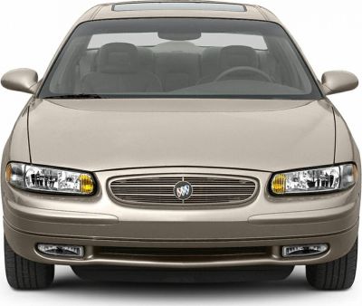 Front view of classic sedan with grille and headlight design