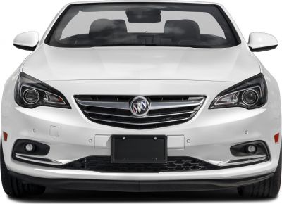 Front view showing grille, headlights, side mirrors of a convertible