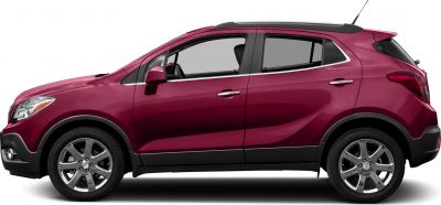 Side profile of a compact SUV with chrome trim and roof rails