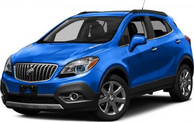 Front angle view of a blue compact SUV with chrome grille and alloy wheels.