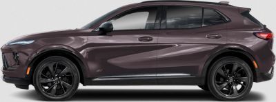 Side profile of a modern SUV with black alloy wheels and smooth body lines.