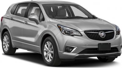 Front side view of silver SUV with modern headlights and grille