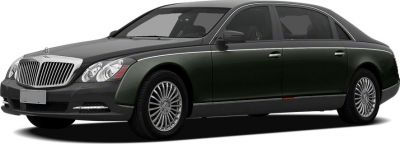 Luxury sedan front and side view with iconic grille and multi-spoke wheels