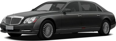 Luxury elongated sedan with chrome grille and multi-spoke wheels