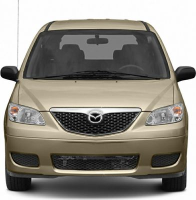Front view of minivan with mesh grille and clear headlights