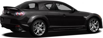 Rear-side view of sporty car with rear spoiler and alloy wheels