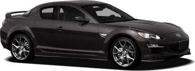 Sports coupe with rear spoiler and alloy wheels