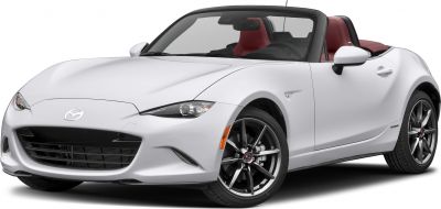 White convertible with sporty alloy wheels and red interior seats