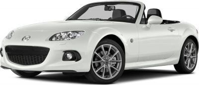 Front view of convertible sports roadster with alloy wheels
