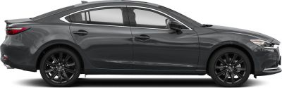Sleek sedan side profile with black alloy wheels