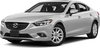 Front and side view of a modern sedan with alloy wheels and distinctive headlights.