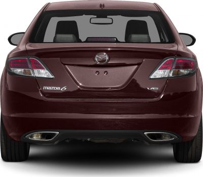 Rear view with V6 badge and dual exhausts