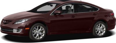 Side profile of a sleek deep burgundy four-door sedan with distinctive alloy wheels.