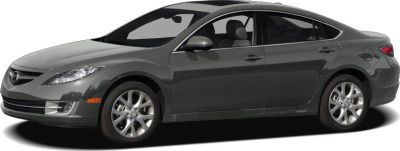 Side profile of midsize sedan with alloy wheels and aerodynamic shape