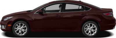 Side profile of a sedan with alloy wheels