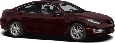 Side view of a sleek sedan with alloy wheels and aerodynamic design.
