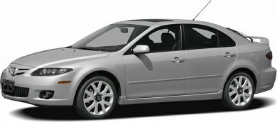Silver 4-door hatchback sedan front side with alloy wheels