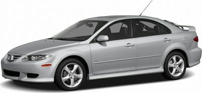 Silver sporty hatchback with V6 badge and alloy wheels