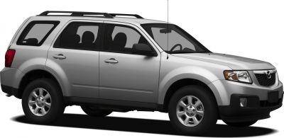 Side view of mid-size SUV with roof rails and alloy wheels