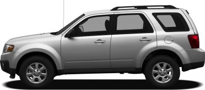 Silver midsize SUV side profile with roof rails