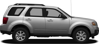 Side view of compact SUV with roof rails and alloy wheels