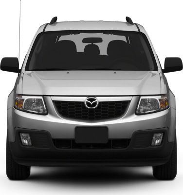 Compact SUV front view with grille, headlights, and fog lights