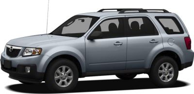 Side profile of a midsize SUV with alloy wheels and roof rails