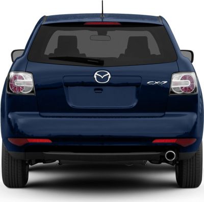 Rear view with tail lights, rear window wiper, and single exhaust pipe