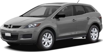 Front-side view of a gray compact SUV with sleek aerodynamic shape