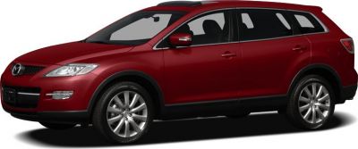 Red SUV front side profile with alloy wheels and roof rails