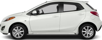 Side profile of compact 5-door hatchback with alloy wheels